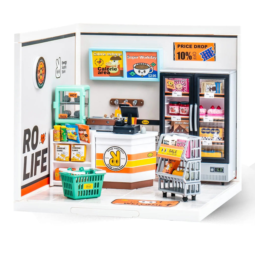 Robotime DIY Miniature Cafe & Energy Supply Store Building Set