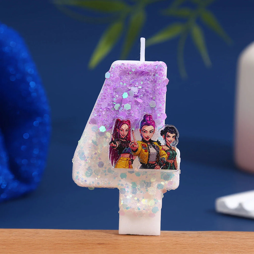 Purple Glitter Birthday Number Candle - Creative Cake Decoration