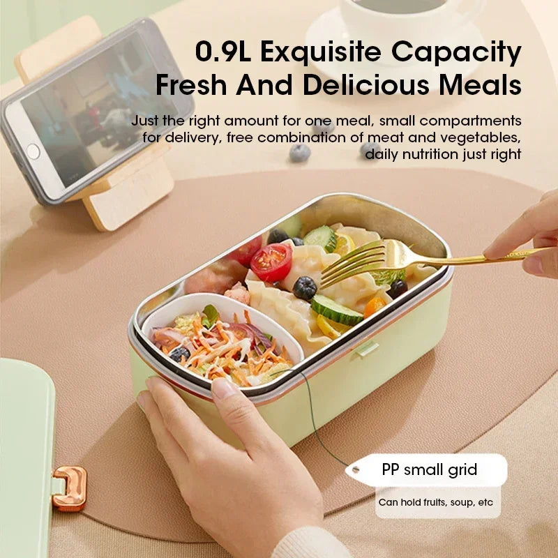 Self-Heating 900ML Portable Electric Lunch Box with Leakproof Design