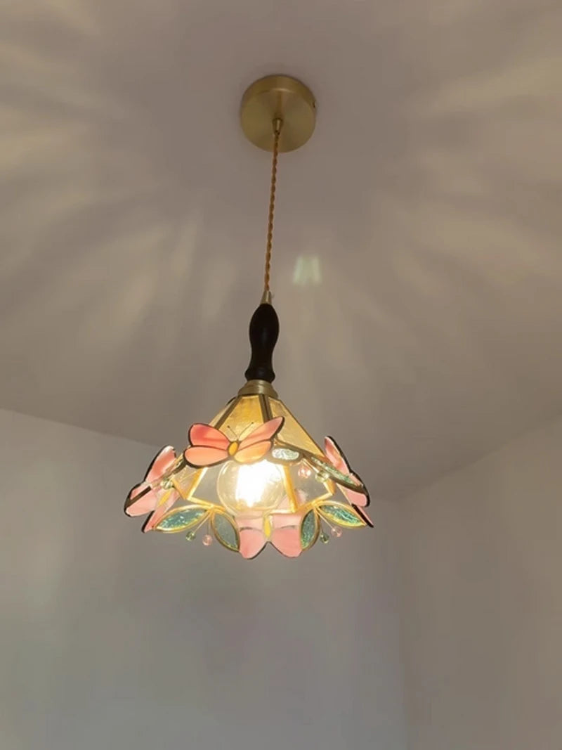 Butterfly Glass Copper LED Pendant Lamp for Modern Indoor Decor