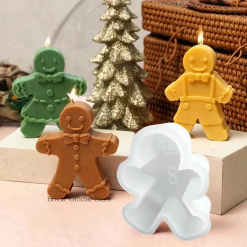 3D Gingerbread Man Silicone Candle Mold for DIY Crafts & Home Decor