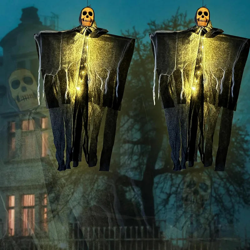 Spooky Halloween Glowing Skull Skeleton Hanging Decor - Garden & Party
