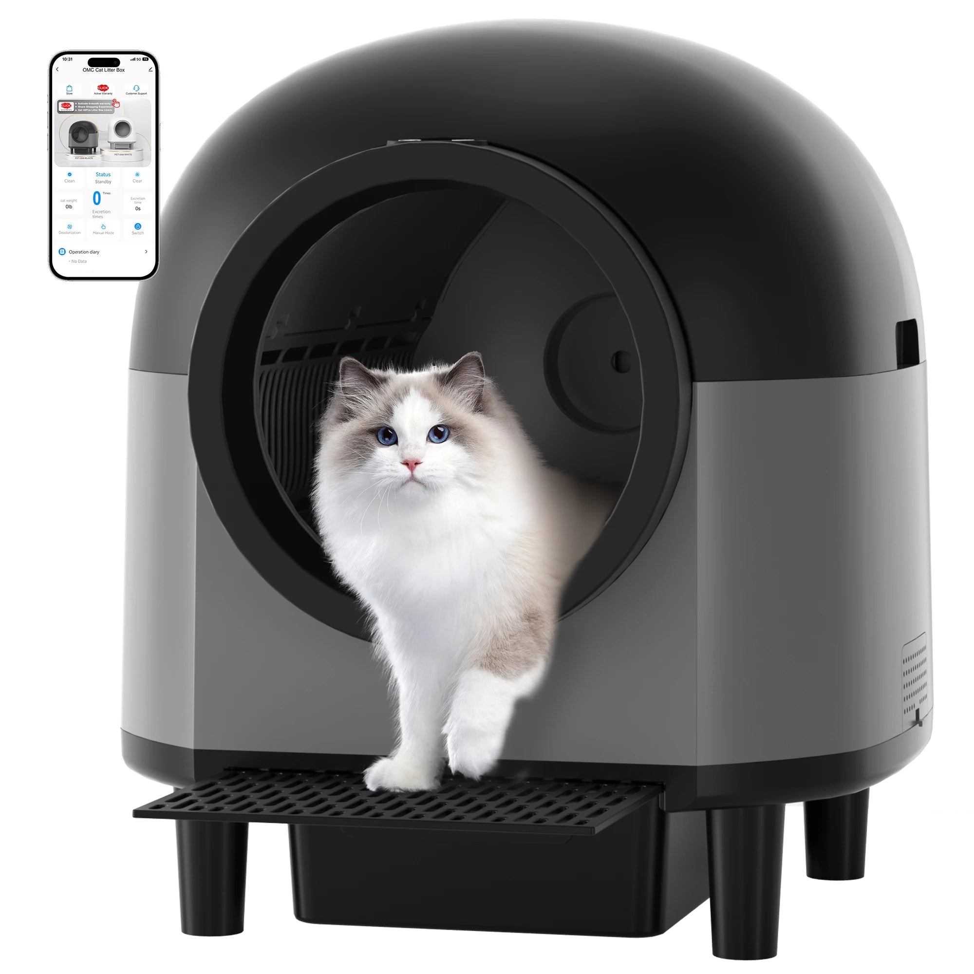 REDSASA Smart Automatic Cat Litter Box with App Control & Safety Sensors