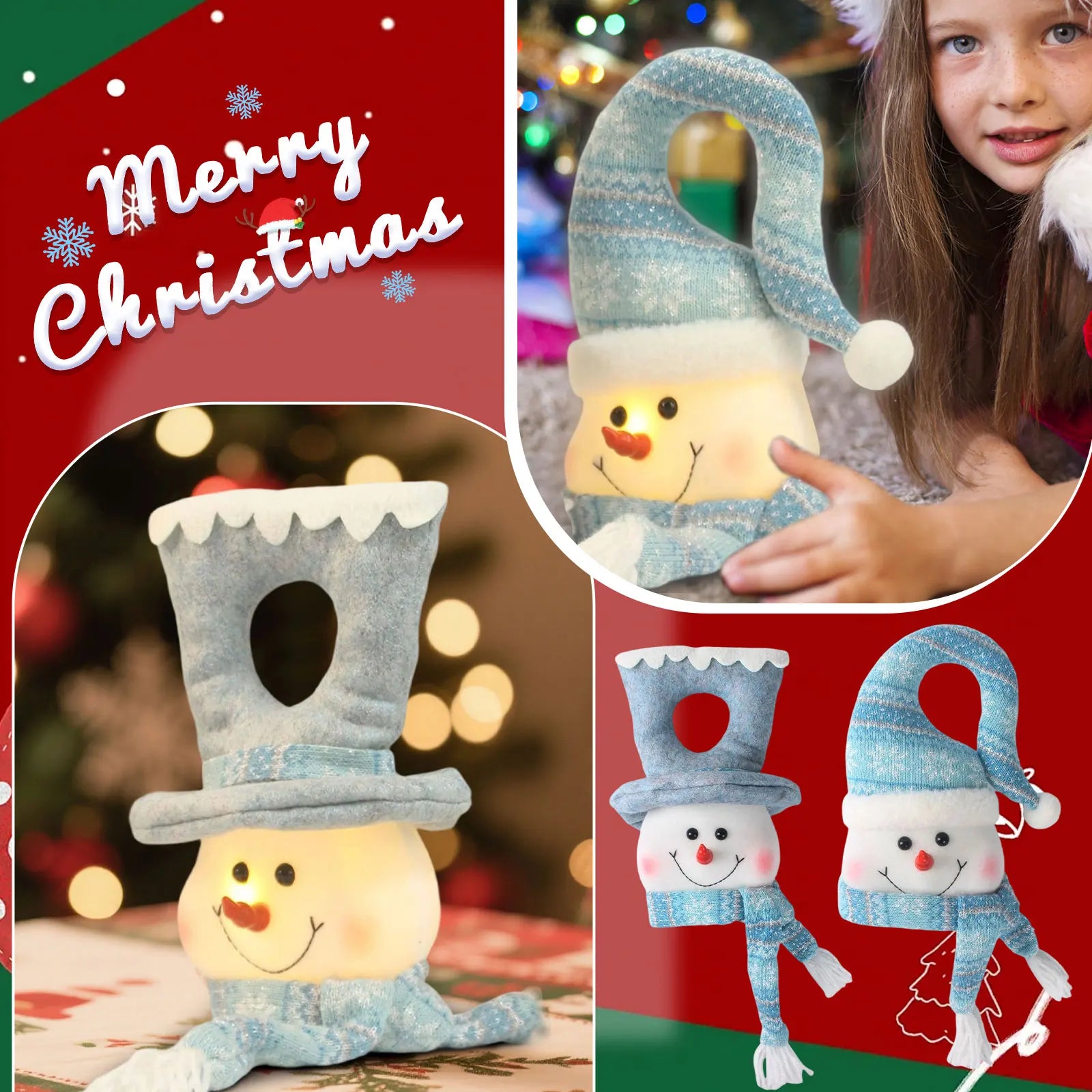 Glowing Blue Snowman Ornament - Magical Ocean Style Christmas Decor