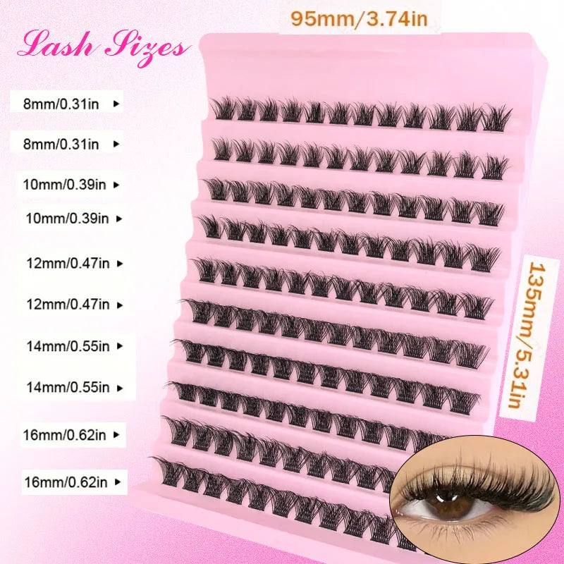 DIY Eyelash Extension Kit - Natural Long Individual Lashes Clusters