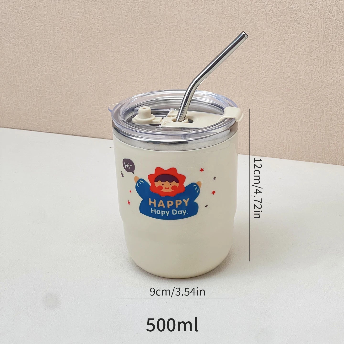 Kids Insulated Stainless Steel Thermos Cup with Straw