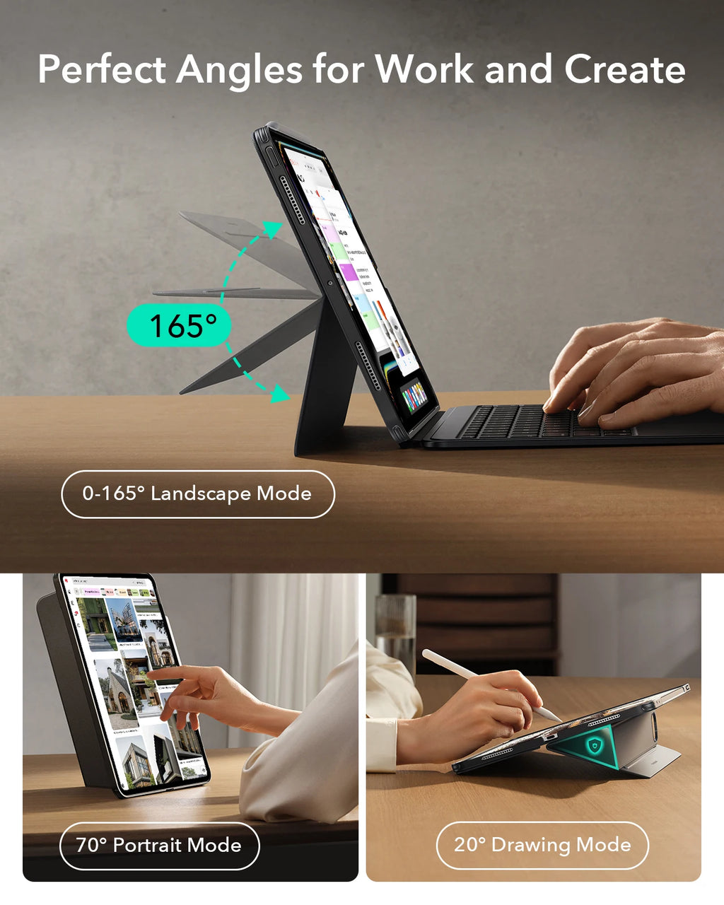 ESR Shift Keyboard Case for iPad Pro & Air - Ergonomic & Detachable