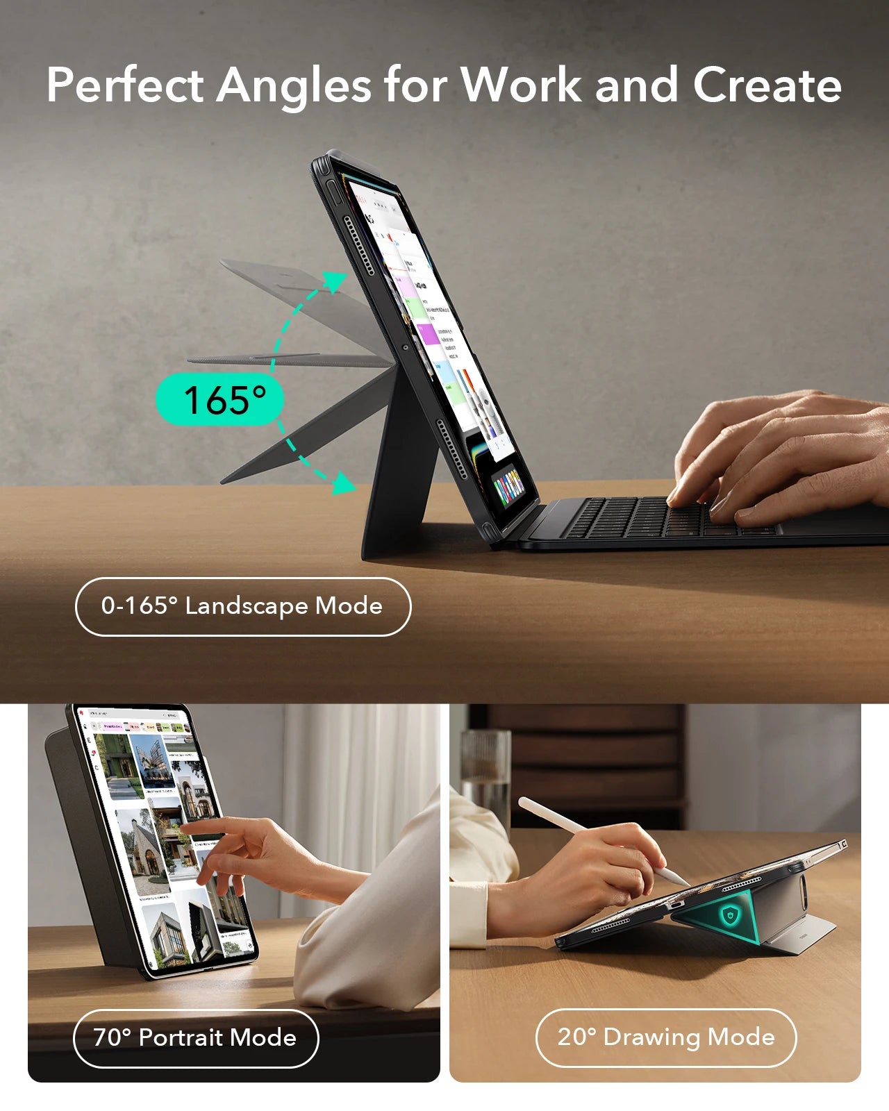 ESR Shift Keyboard Case for iPad Pro & Air - Ergonomic & Detachable