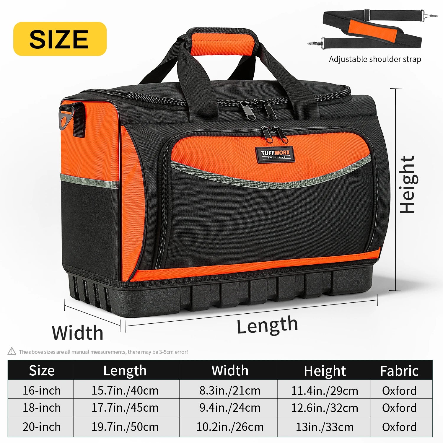 Heavy Duty Tool Bag Organizer with 18 Pockets & Adjustable Strap