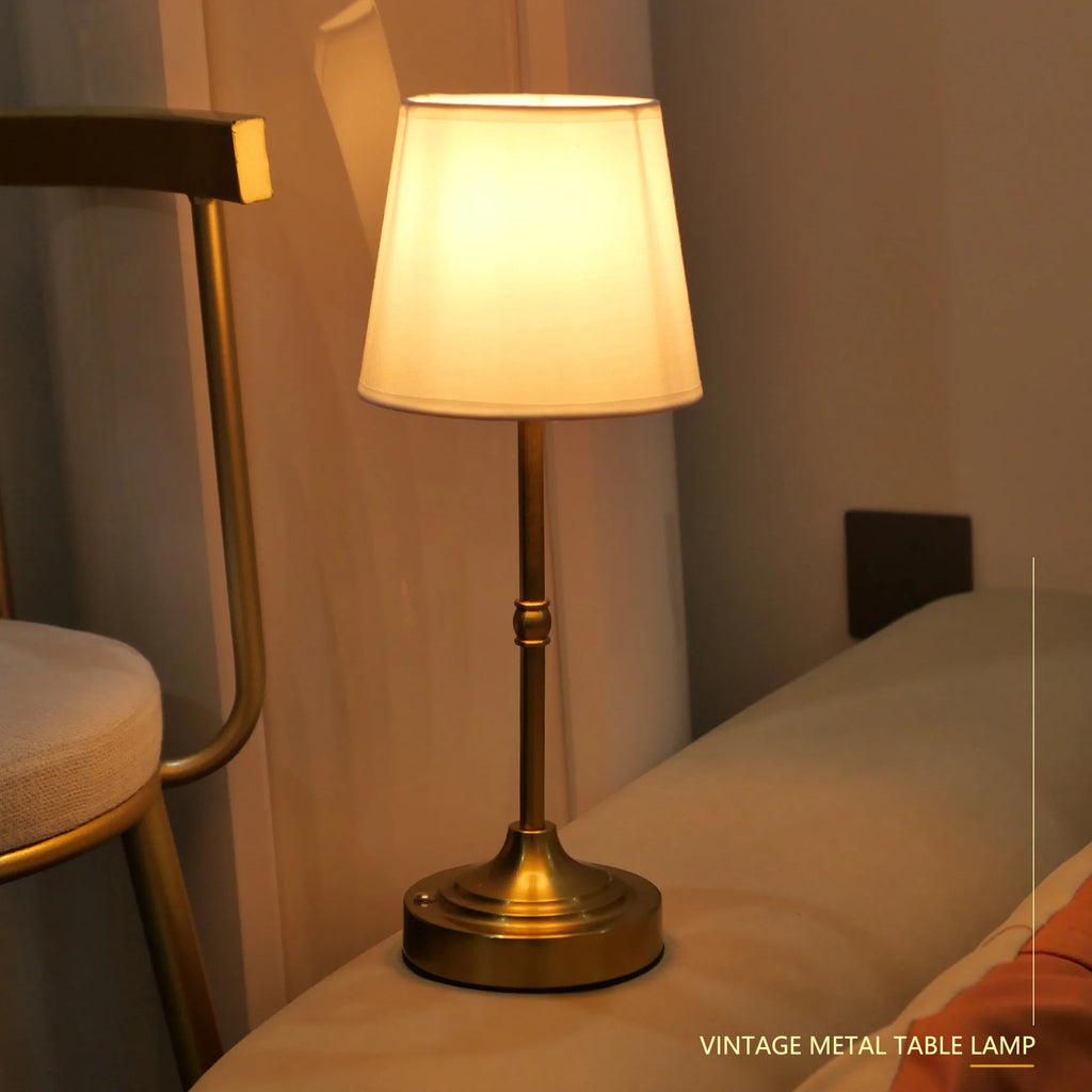 Modern Luxury Fabric Table Lamp - Dimmable & Rechargeable LED