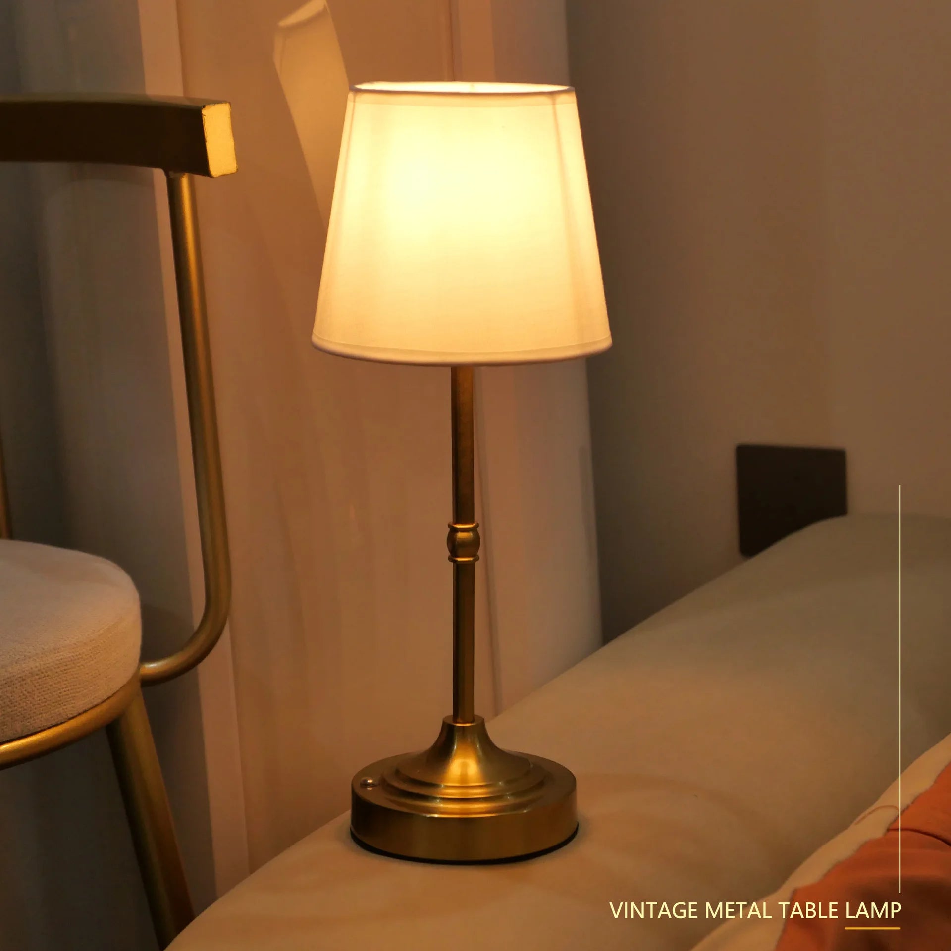 Modern Luxury Fabric Table Lamp - Dimmable & Rechargeable LED