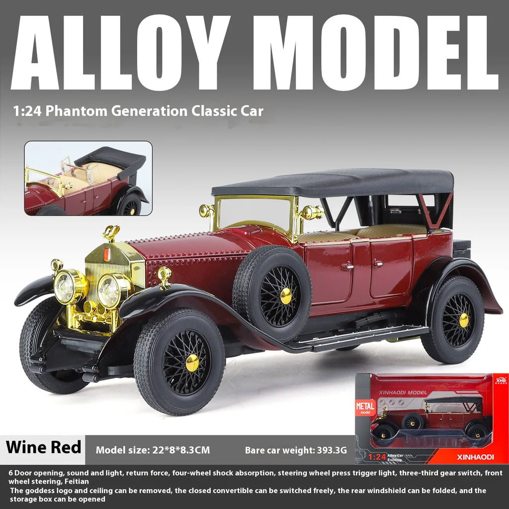 1:24 Retro Phantom Classic Car Model with Sound & Light Features