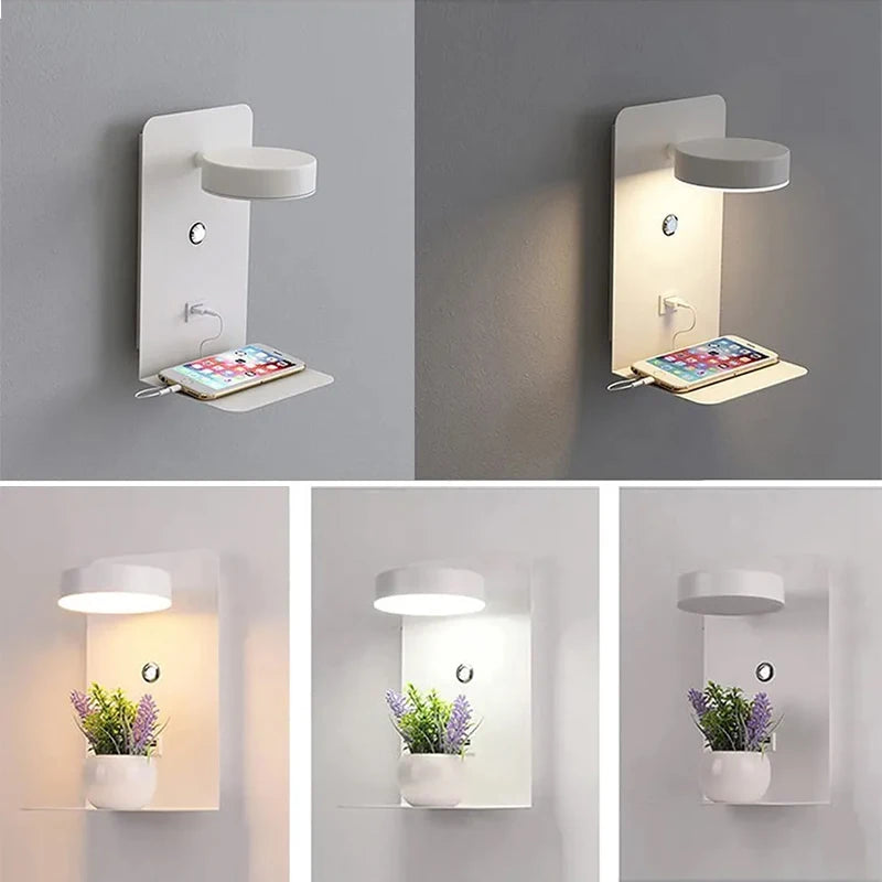 Modern LED Wall Lamp with USB Charging - Stylish Indoor Sconce