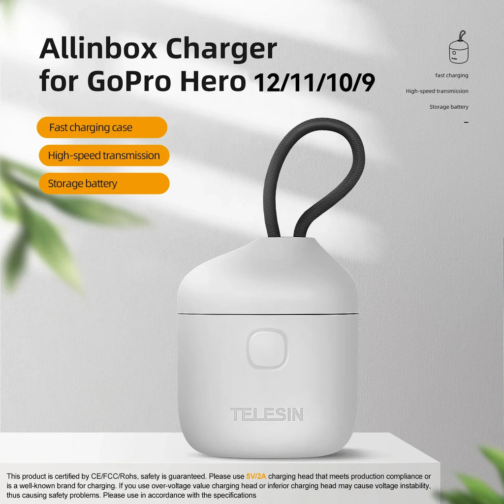 TELESIN GoPro Portable Charger - 3-Battery Charging Station