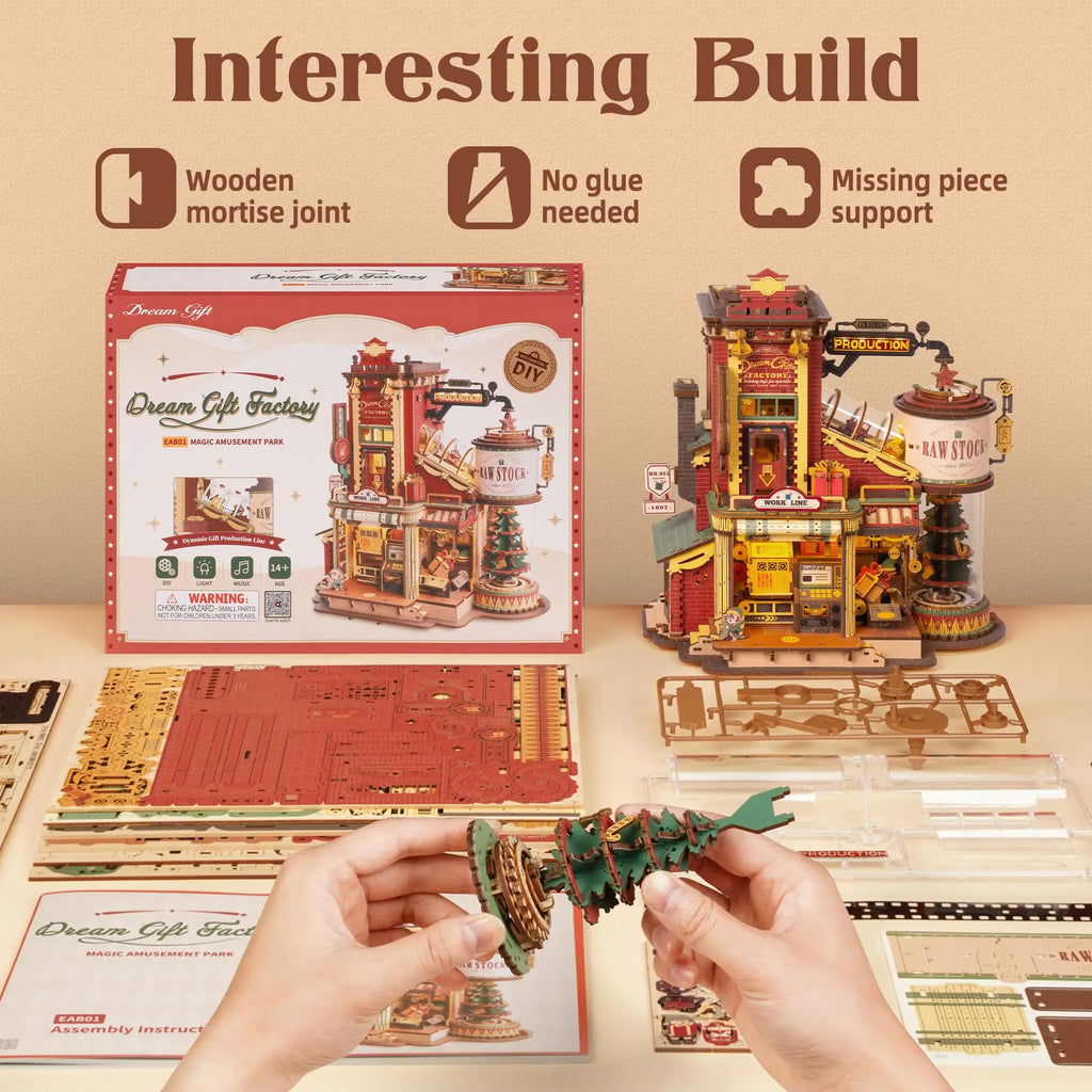 Robotime Rokr Dream Gift Factory 3D Wooden Puzzle with Light & Music