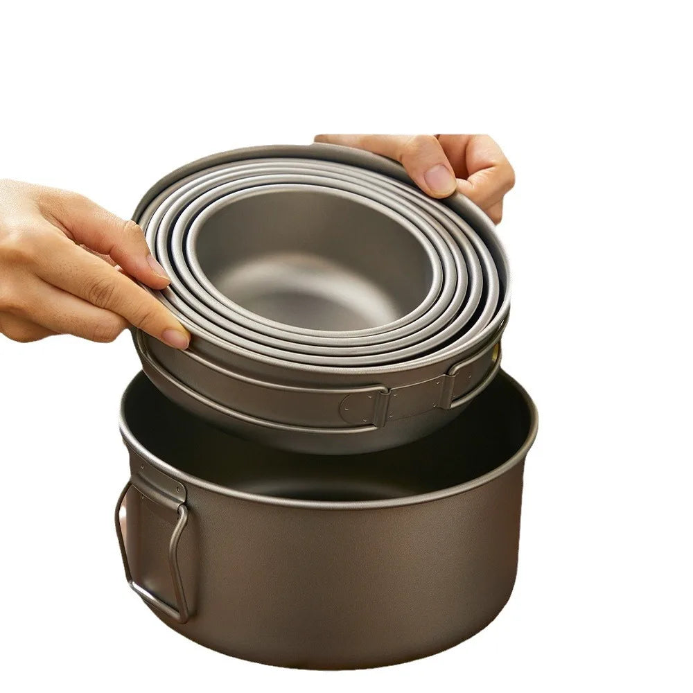 Ultra-Light Titanium Camping Pot Set - Portable & Foldable Gear