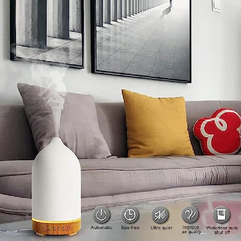 Elegant Ceramic Oil Diffuser with LED Light & Timer