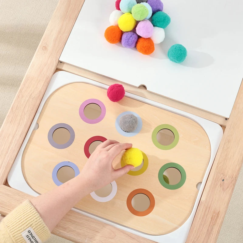 Montessori Wooden Sensory Table for Kids - Fine Motor Skill Development