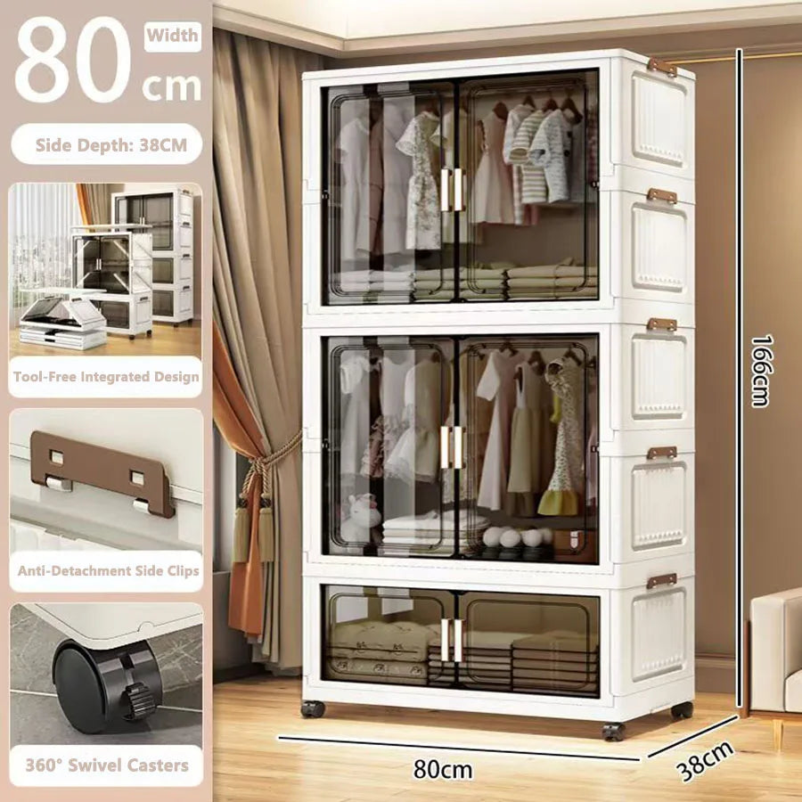 Folding Storage Cabinet - Multi-Use Organizer for Home & Kitchen