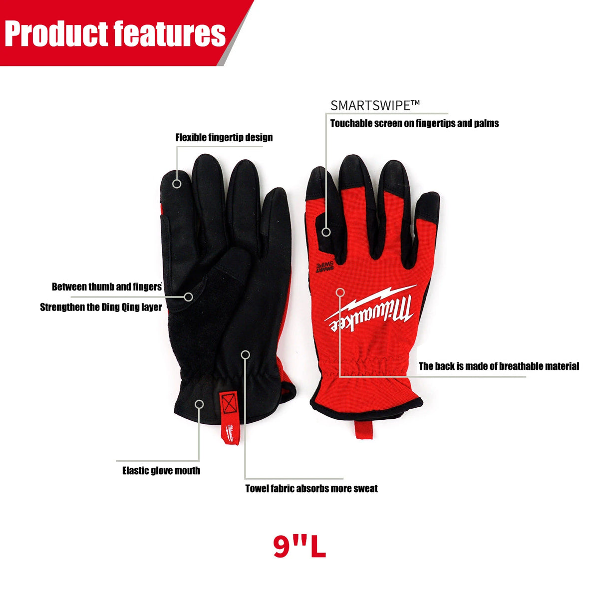 Milwaukee Lightweight Work Gloves - Breathable & Waterproof Comfort