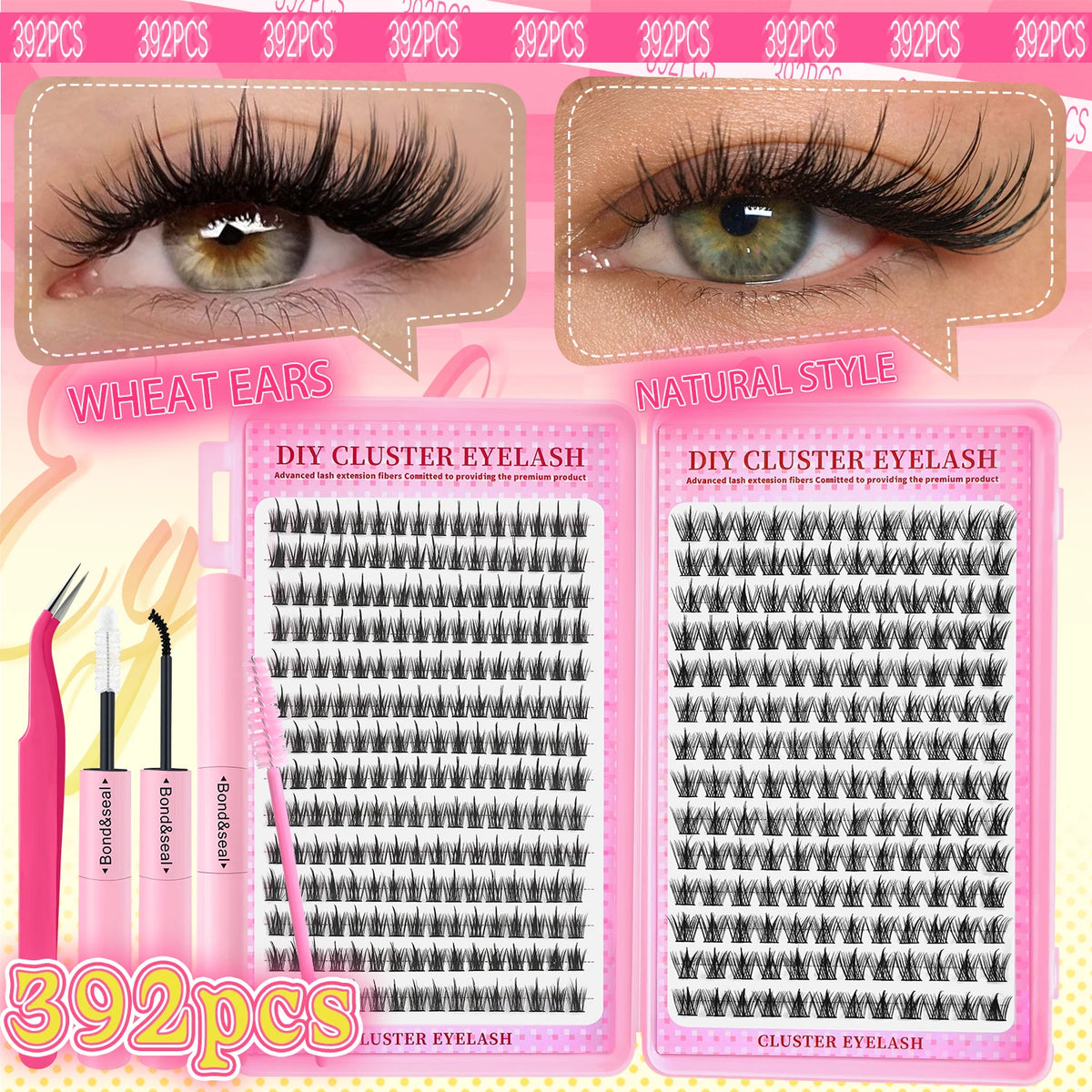 672PCS DIY Cluster Lash Kit - Natural Soft & Wispy Individual Lashes