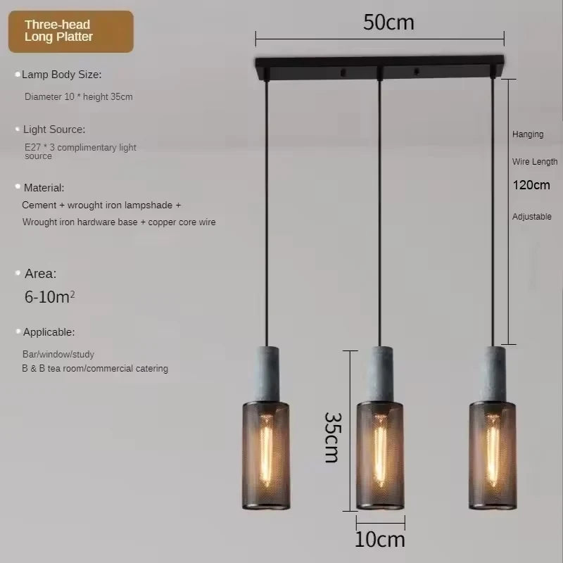 Vintage Industrial Cement Pendant Light - E27 LED Chandelier