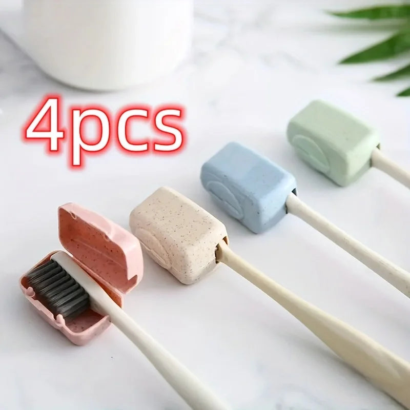 Portable Travel Toothbrush Head Covers - 4 Pack Protective Case