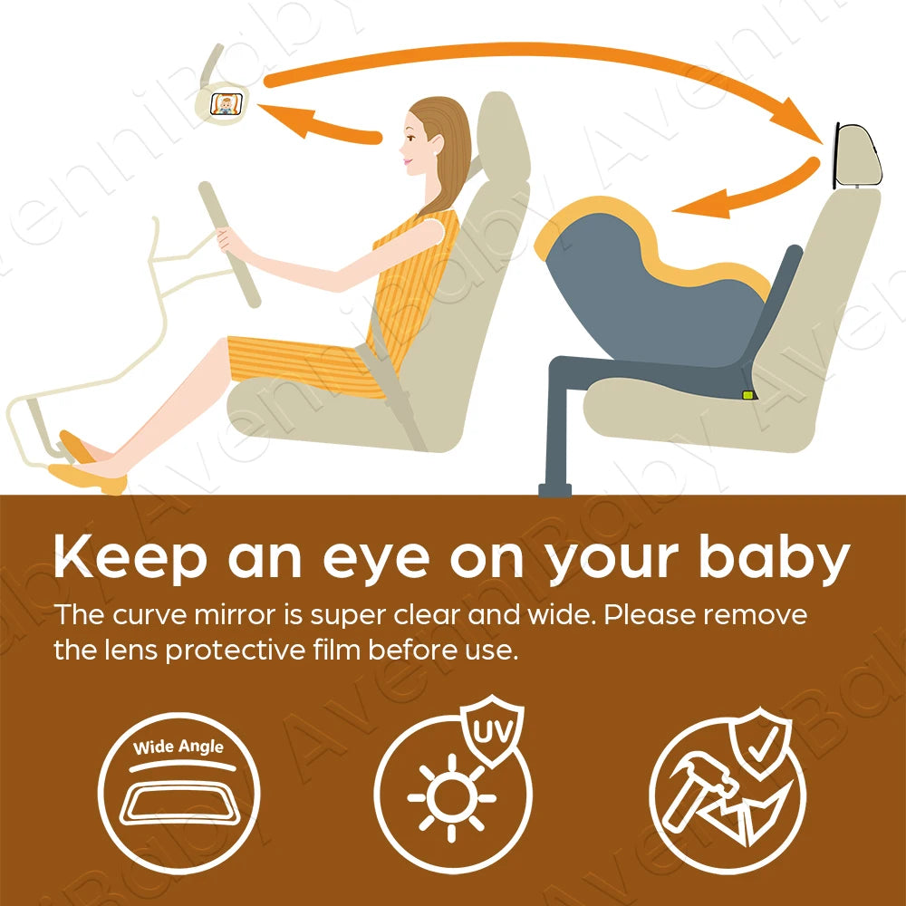 Shatterproof Baby Car Mirror - Easy Install, Universal Fit