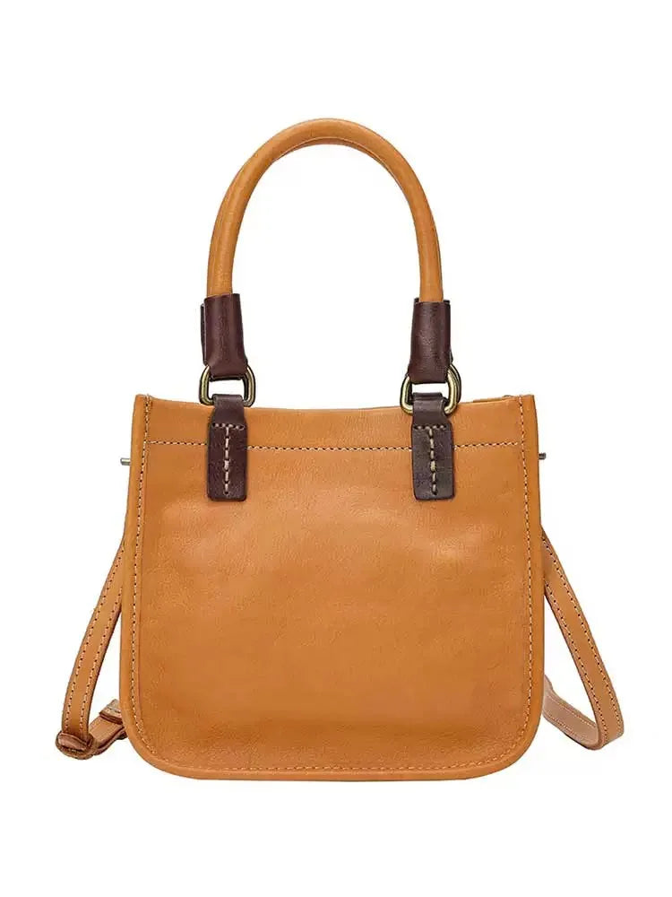 Vintage Top Grain Leather Mini Handbag for Women - Stylish & Durable