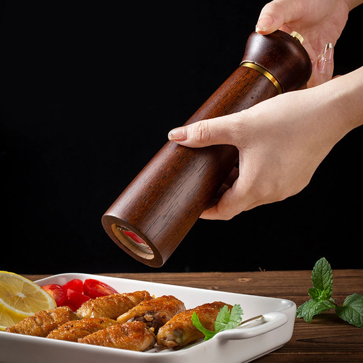 Antique Wood Pepper Mill - Stylish Salt and Pepper Grinder
