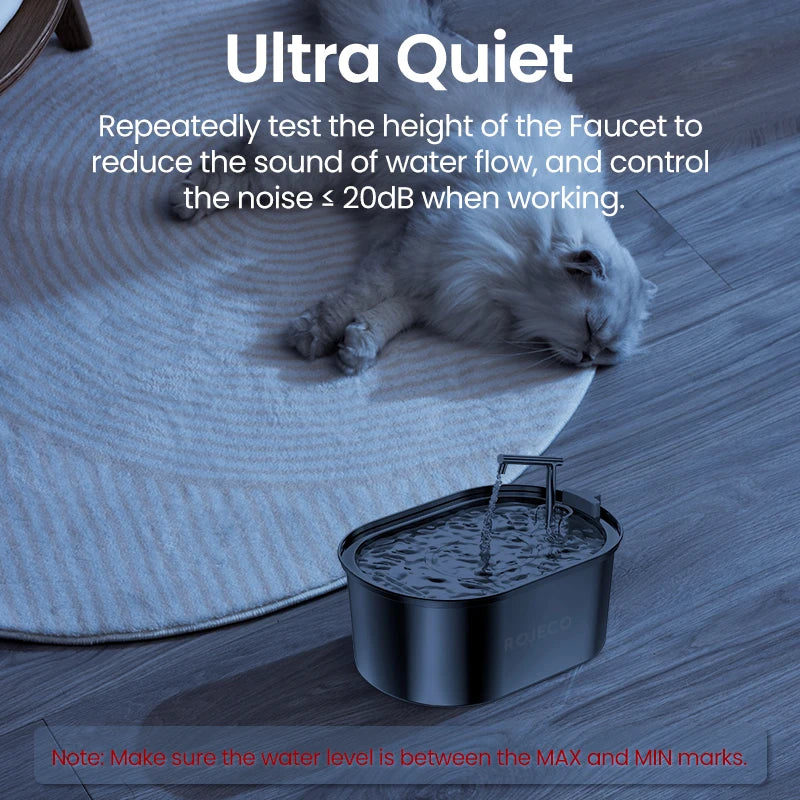 ROJECO Automatic Stainless Steel Cat Water Fountain - 3.2L Dispenser