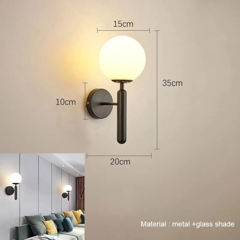 Modern Nordic Glass Ball Pendant Light - Elegant Brass & Black Design