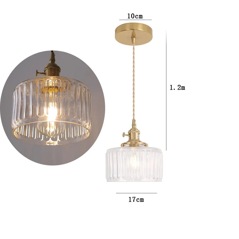 Elegant Green Stripe Glass Pendant Light - E27 Chandelier Fixture