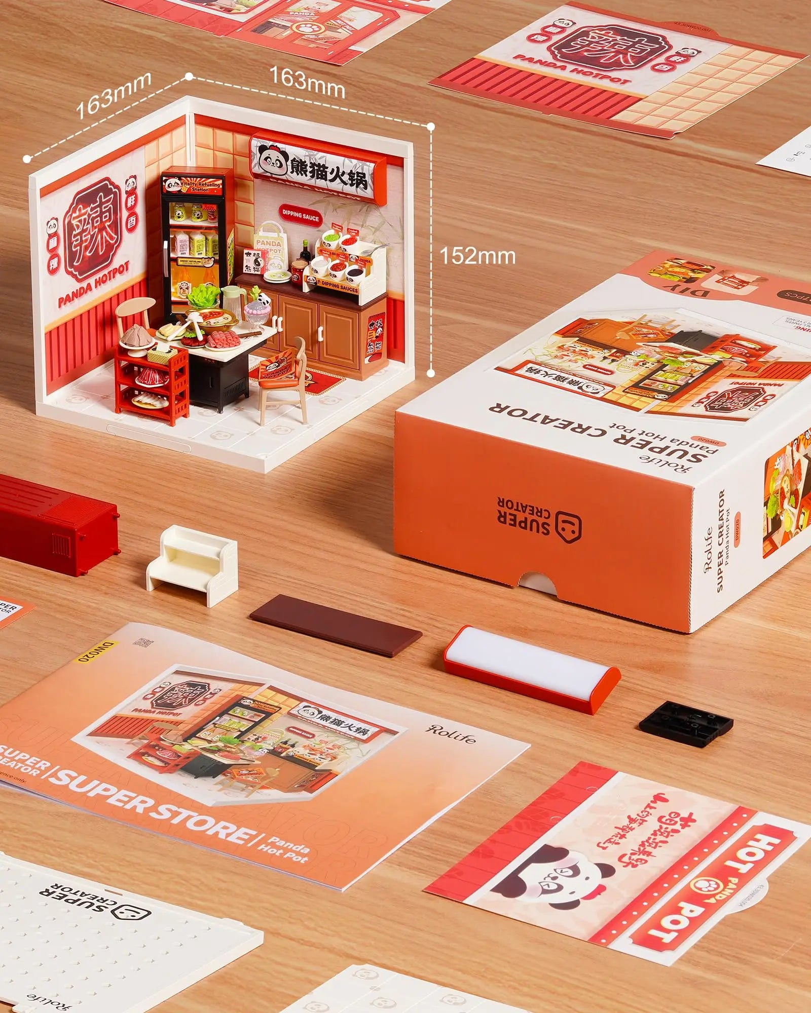 Rolife Panda Hot Pot DIY Miniature Model Kit - Creative Stress Relief Fun