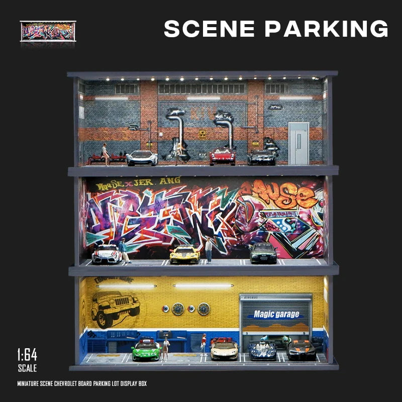 Vibrant LED Garage Scene Model 1:64 for Collector's Displays