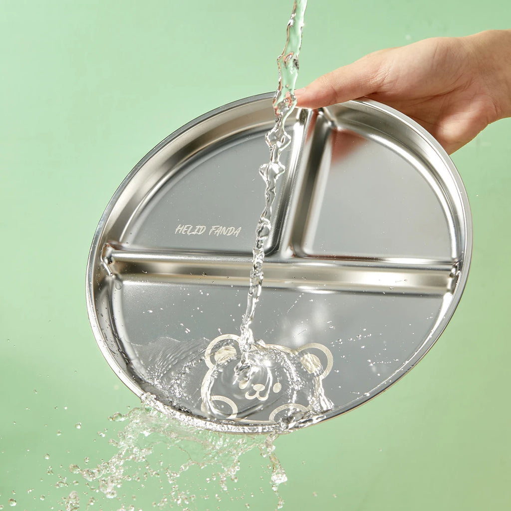 3-Compartment Stainless Steel Dinner Plate - Fun & Functional