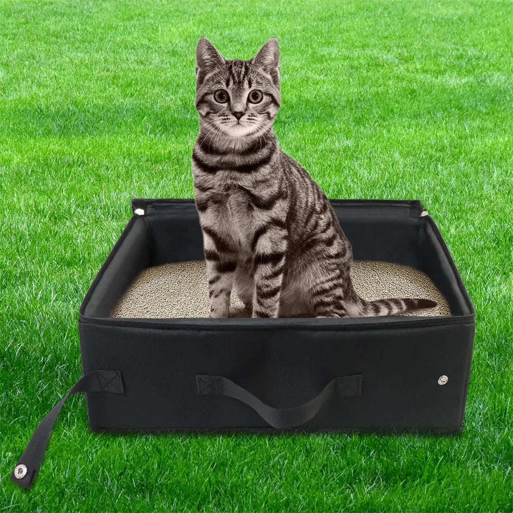 Portable Foldable Cat Litter Box - Waterproof Travel Pet Toilet