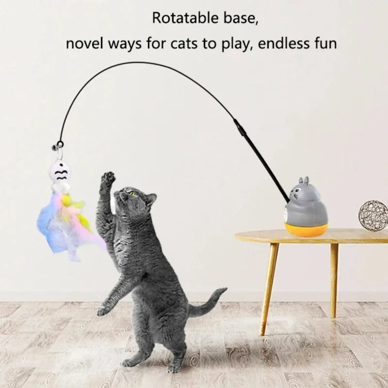 Interactive Feather Cat Toy - Long Pole with Bell for Endless Fun