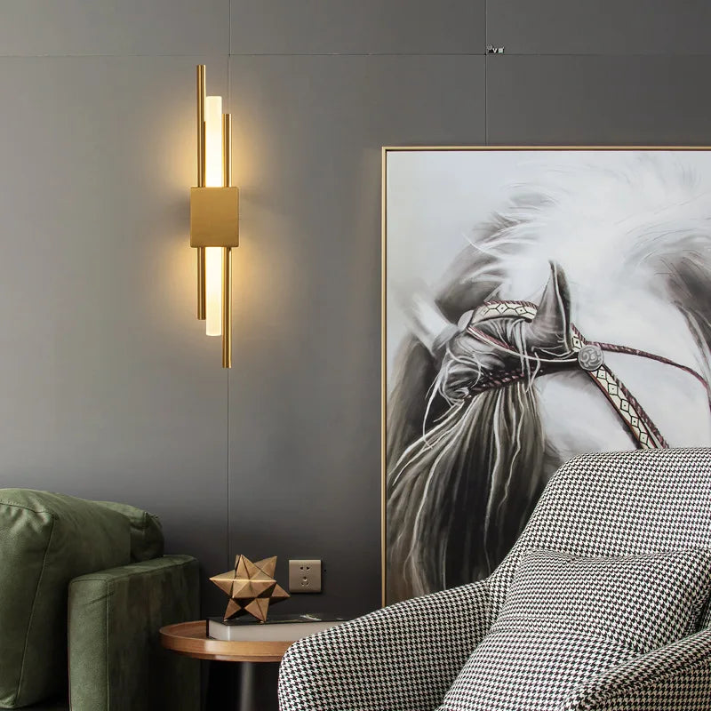 Modern LED Wall Light Fixture - Black & Gold Metal Sconce
