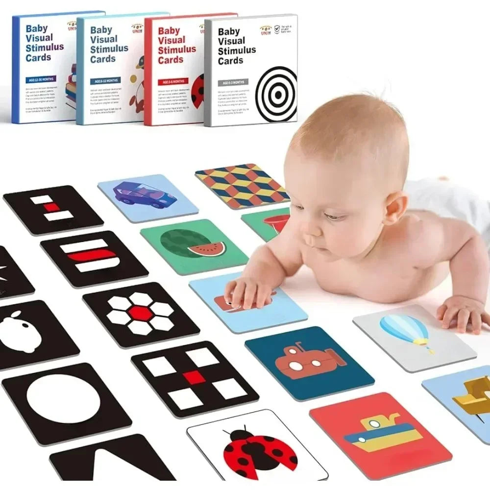 Montessori Black and White Baby Stimulation Cards - High Contrast Learning
