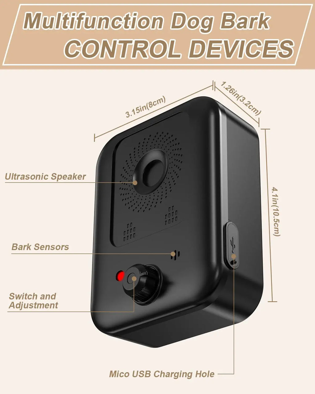 Rechargeable Ultrasonic Dog Bark Deterrent – Indoor & Outdoor Control