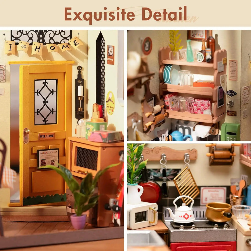 Robotime Cozy Kitchen 3D Wooden Puzzle DIY Miniature Craft Kit