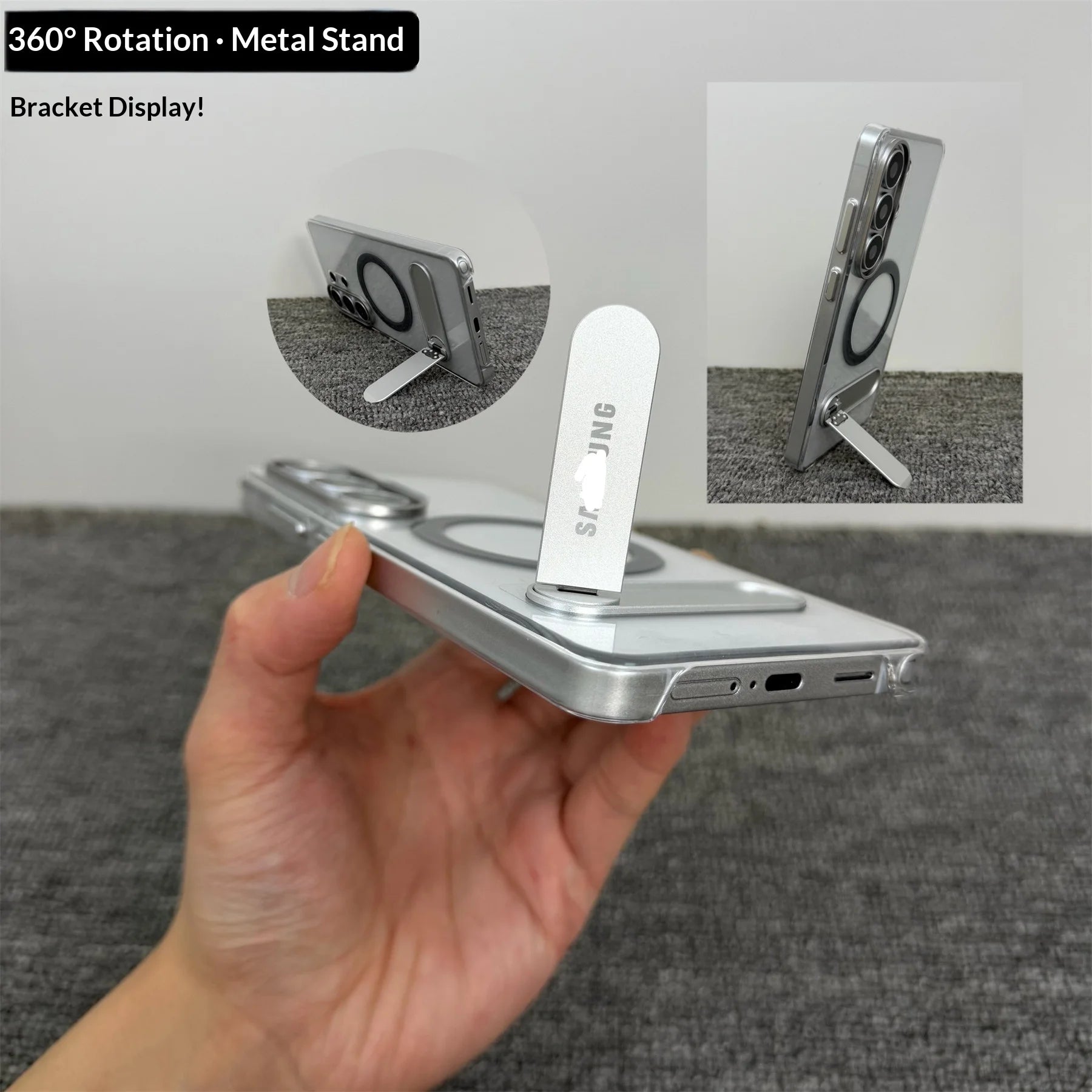 Slim Clear Phone Case for Samsung Galaxy S26 Ultra with Metal Stand