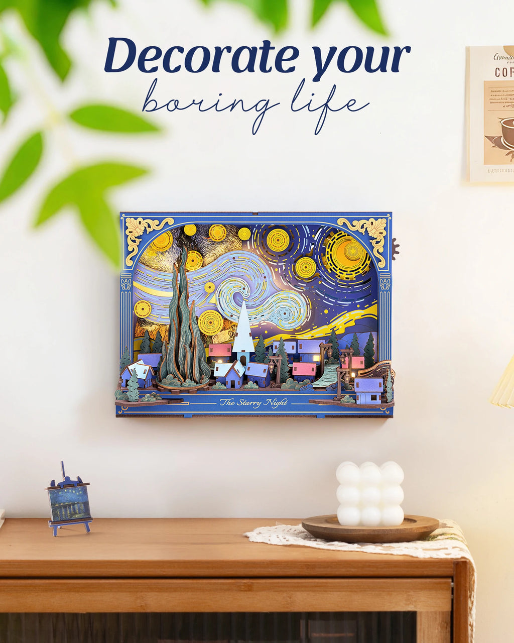 Robotime Starry Night 3D Wooden Puzzle with LED Light - DIY Desk Decor