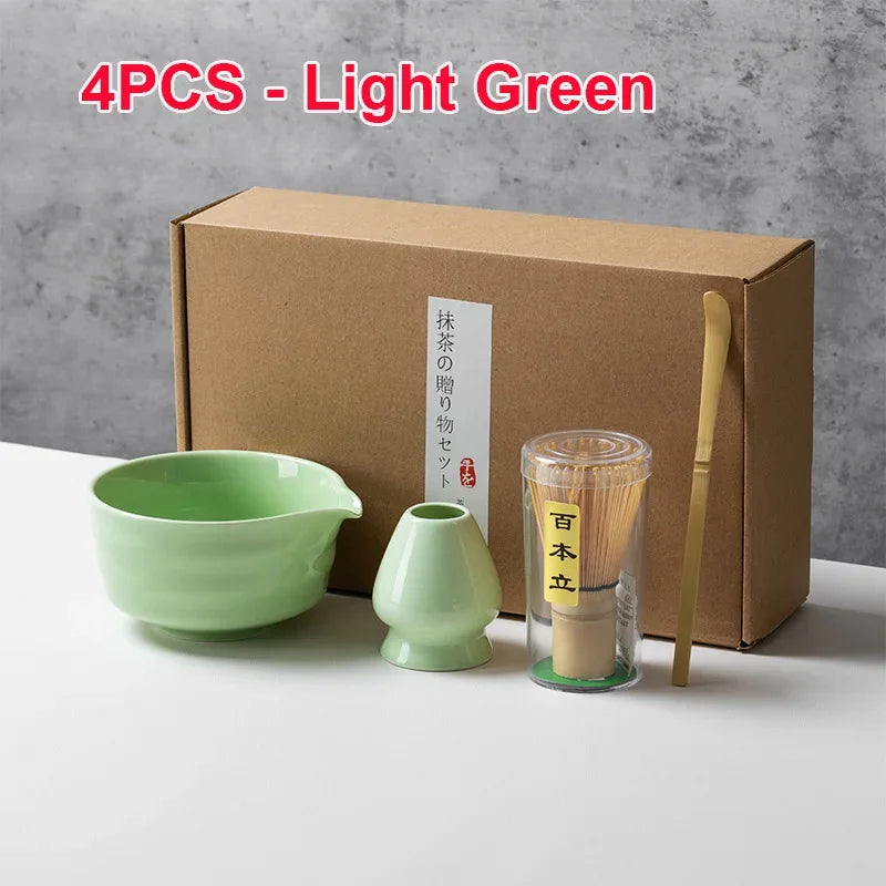 Authentic 4/5/6PCS Matcha Bamboo Whisk & Bowl Set - Perfect Tea Making Tools