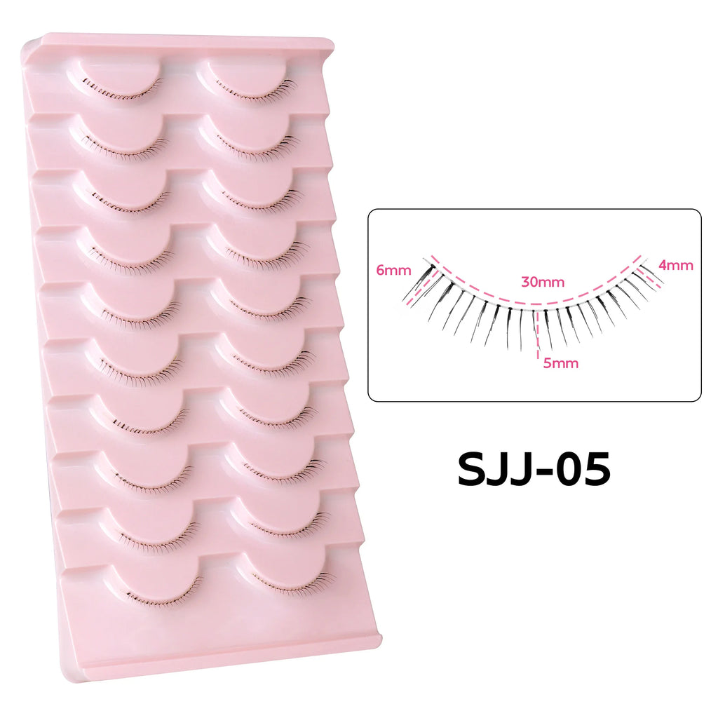 10 Pairs Manga Lower Eyelashes - Wispy Under Eye Lashes for Cosplay