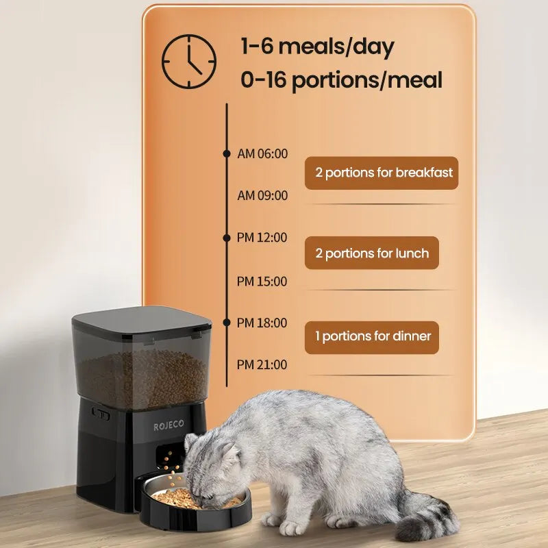 ROJECO Smart Automatic Pet Feeder - Schedule Meals with Ease