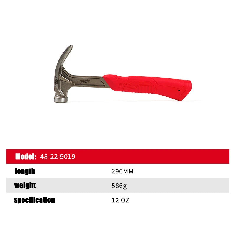 Milwaukee 12oz Smooth Face Hybrid Claw Hammer with Vibration Grip