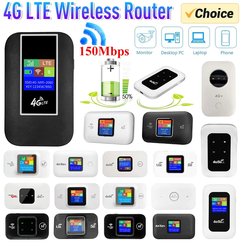 4G LTE Pocket WiFi Router 150Mbps - Portable Hotspot with SIM Slot