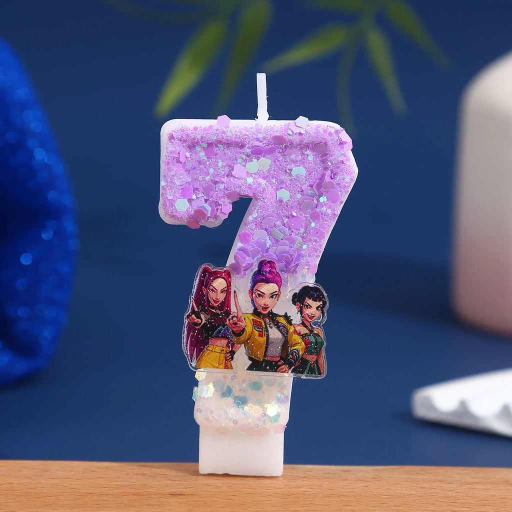 Purple Glitter Birthday Number Candle - Creative Cake Decoration